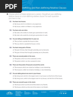 Defining and Non Defining Relative Clauses