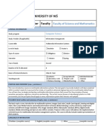 University of Niš Course Unit Descriptor Faculty