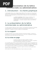 La Présentation de La Lettre Commerciale Ou Administrative