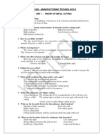 ME6402 - Manufacturing Technology-Ii: 1. Define Metal Cutting