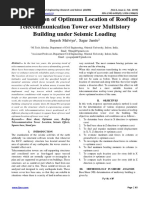 Determination of Optimum Location of Rooftop Telecommunication Tower Over Multistory Building Under Seismic Loading