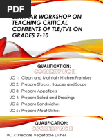 Seminar Workshop On Teaching Critical Contents of Tle/Tvl On GRADES 7-10