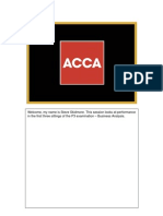 Welcome, My Name Is Steve Skidmore. This Session Looks at Performance in The First Three Sittings of The P3 Examination - Business Analysis