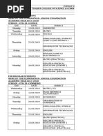 Time Table of FYJC Science & Commerce Annual Exam 2017 - 18