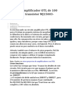 Circuito Amplificador OTL de 100 Vatios Con Transistor MJ15003-MJ15004