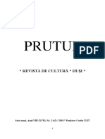 Prutul. Revistă de Cultură, Huși, Serie Nouă, Anul VIII (XVIII), Nr. 2 (62), 2018