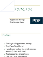 Chapter 7 (2/3e), 8 (1e) : Hypothesis Testing: One Sample Cases