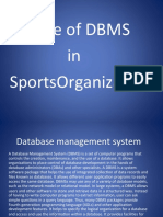 Use of Dbms in Sportsorganization