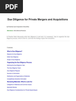 Due Diligence For Private Mergers and Acquisitions