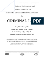 Criminal Law: A Compilation of The Questions and Suggested Answers in The Philippine Bar Examinations 2007-2013 in