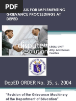 Legal Basis For Implementing Grievance Proceedings at Deped: Legal Unit Atty. Ariz Delson Cawilan