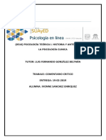 Comentario Critico Sobre La Psicología Clínica