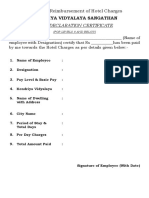 KVS Format of Reimbursement DA Food Bill Travel and Hotel