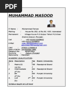 CV of Masood