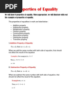 Properties of Equality