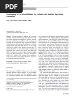 Developing A Vocational Index For Adults With Autism Spectrum Disorders