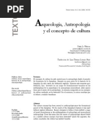 Arqueologia Antropologia y El Concepto de Cultura