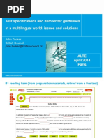 Test Specifications and Item Writer Guidelines in A Multilingual World: Issues and Solutions