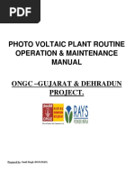 Photo Voltaic Plant Routine Operation & Maintenance Manual: Prepared By-Sunil Singh (DGM D&E)