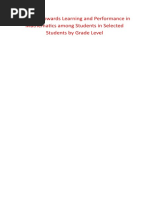 Attitudes Towards Learning and Performance in Mathematics Among Students in Selected Students by Grade Level