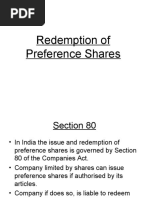 Redemption of Pref Shares