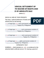 Extra Judicial Settlement of Estate With Waiver of Rights and Deed of Absolute Sale