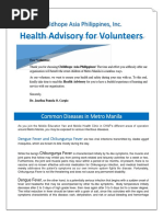 Health Advisory For Volunteers