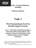 VBA Programming in Excel For Decision Support Systems