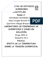 Efecto de La Temperatura Sobre La Tensión Superficial