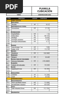 Planilla Cubicación