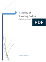 Stability of Floating Bodies: Hydraulic Lab Practical - 2