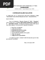 Constancia de Vacante IEP 70092