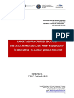 Raport Asupra Calitătii Educatiei Sem I - Liceul Gh. R Roznov. 2018-2019