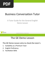 Business Conversation Tutor: A Tutor Guide For The General English Demo Lesson