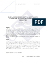 Edgar Maraguat - EL IDEALISMO DE HEGEL Y LA REFUTACIÓN DE SPINOZA: ALGUNOS MALENTENDIDOS RECIENTES