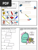 Exercício Objetos Escolares Inglês