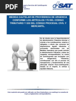 Medida Cautelar de Providencia de Urgencia Conforme Los Artículos 170 Del Código Tributario 530 Del Código Procesal Civil y Mercantil