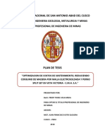 Optimizacion de Costos de Sostenimiento, Reduciendo Consumo de Madera Por Malla Electrosoldada y Perno Split Set en Veta Victoria - C.M.H. S.A.