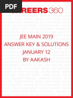 JEE Main 2019 Answer Key Solutions January 12 by Aakash PDF