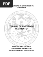 Trabajo Omision de Partida-Asiento Extemporaneo de Partida