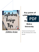 Key Points of Syllabus Design Master Two Biskra University