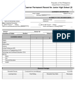 Learner Permanent Record For Junior High School (SF10-JHS) : Republic of The Philippines Department of Education