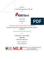 "Customer Relationship Management in ICICI Bank": A Study On