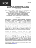 Developing and Validating Language Proficiency Standards For Non-Native English Speaking Health Professionals