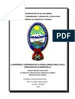 Enseñanza - Aprendizaje de La Lengua Aymara Como L2 en La Unidad Educativa Andres Bello PDF