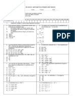 PRUEBA DE INICIO MATEMATICA PRIMER AÑO MEDIO Agosto