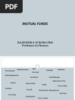 Mutual Funds: Rajinder S Aurora PHD Professor in Finance