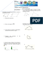 Chapter Test in Trigonometry: Name - Grade and Section