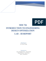 MSE 726 Introduction To Engineering Design Optimization Lab - Iii Report