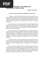 Teorías de La Educación y El Problema de La Marginalidad en América Latina